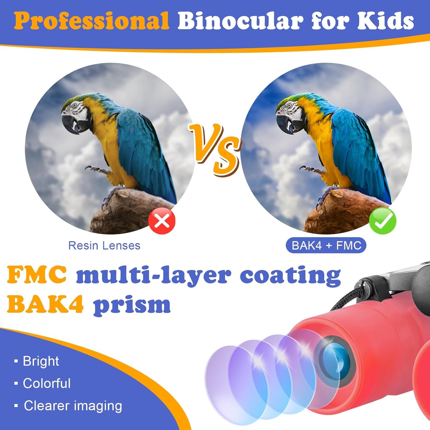 Real Binoculars for Kids Gifts for 3-12 Years Boys Girls 8x21 High-Resolution Optics Compact Toy Binocular for Bird Watching,Travel, Camping
