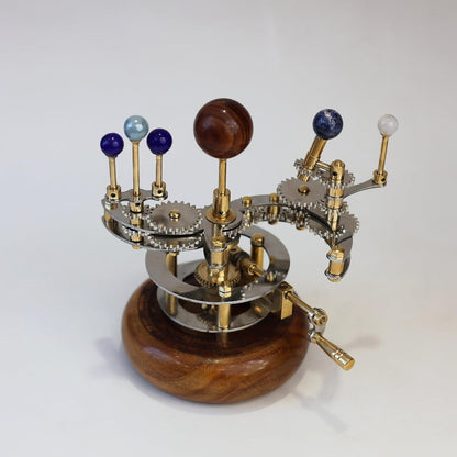 Solar System Model | Educational & Decorative Astronomy Orrery | Premium Brass Mechanical Planetarium (8" Earth & Moon)