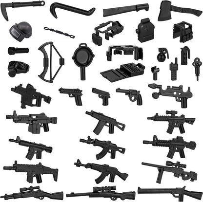 Weapons Pack Military Toy Set Building Blocks Model for Soldier Figures, Army Equipment Gear Kit Pieces and Parts Accessories Compatible with Major Brand