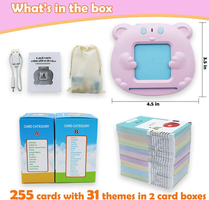 Spanish & English 510 Words Alphabet Bilingual Talking Flash Cards for 3-8 Years Toddlers, Pocket Speech Buddy Therapy Autism Toys, Educational Learning Interactive Toy for Boys Girls Kids Gifts Blue
