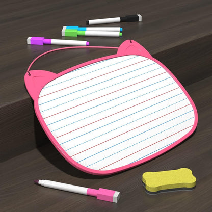 Small White Board, Small White Board 12x9 with 5pcs Dry Erase Markers, Double Sided Lapboard with Lines, Mini Hanging Whiteboard for Office (Pink)