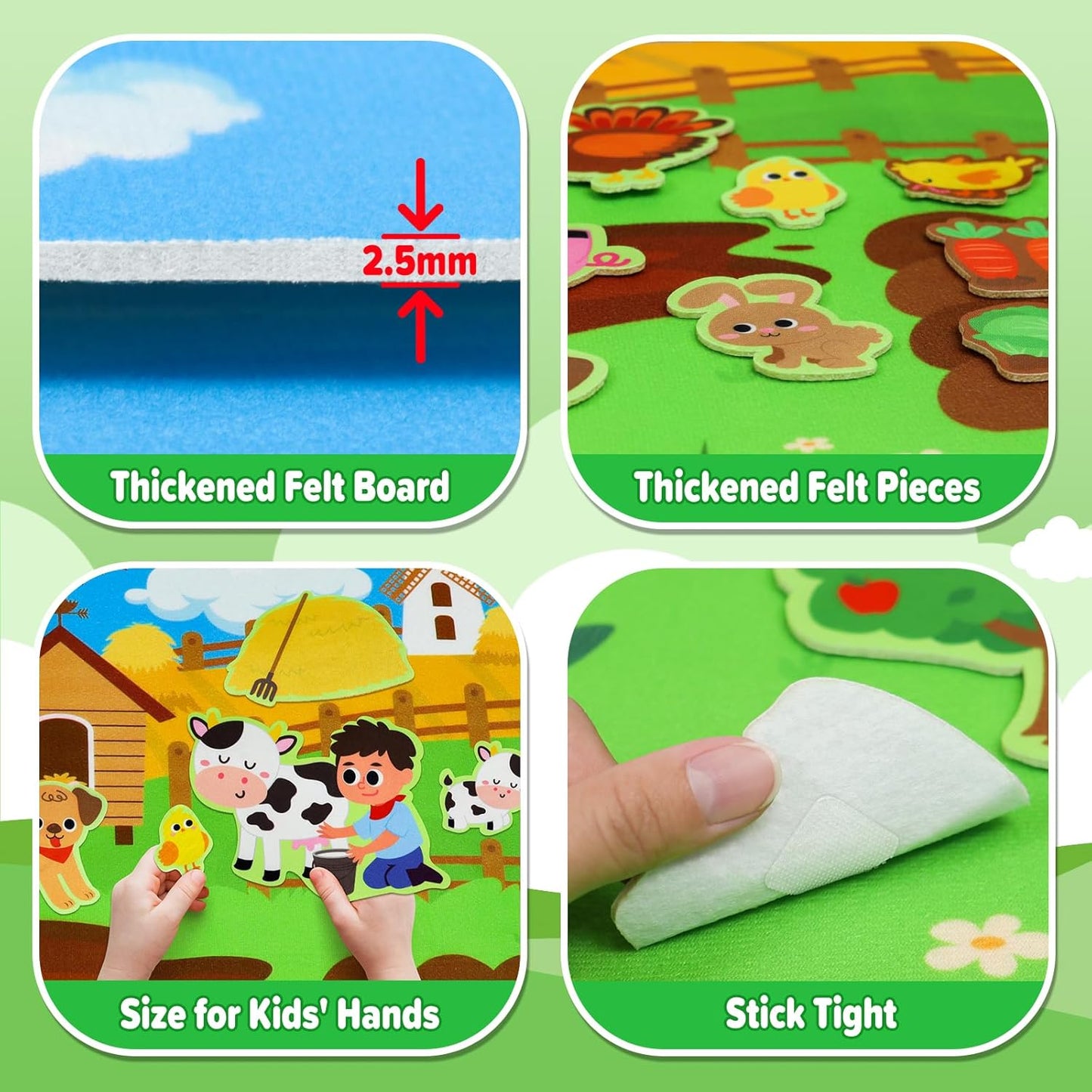 Dr.Rapeti Farm Animals Felt Story Board Set 41PCS Preschool Farmhouse Barnyard Theme Busy Board Story Set Storytelling Early Learning Interactive Play Kit Wall Hanging for Toddlers Kids Children 4+
