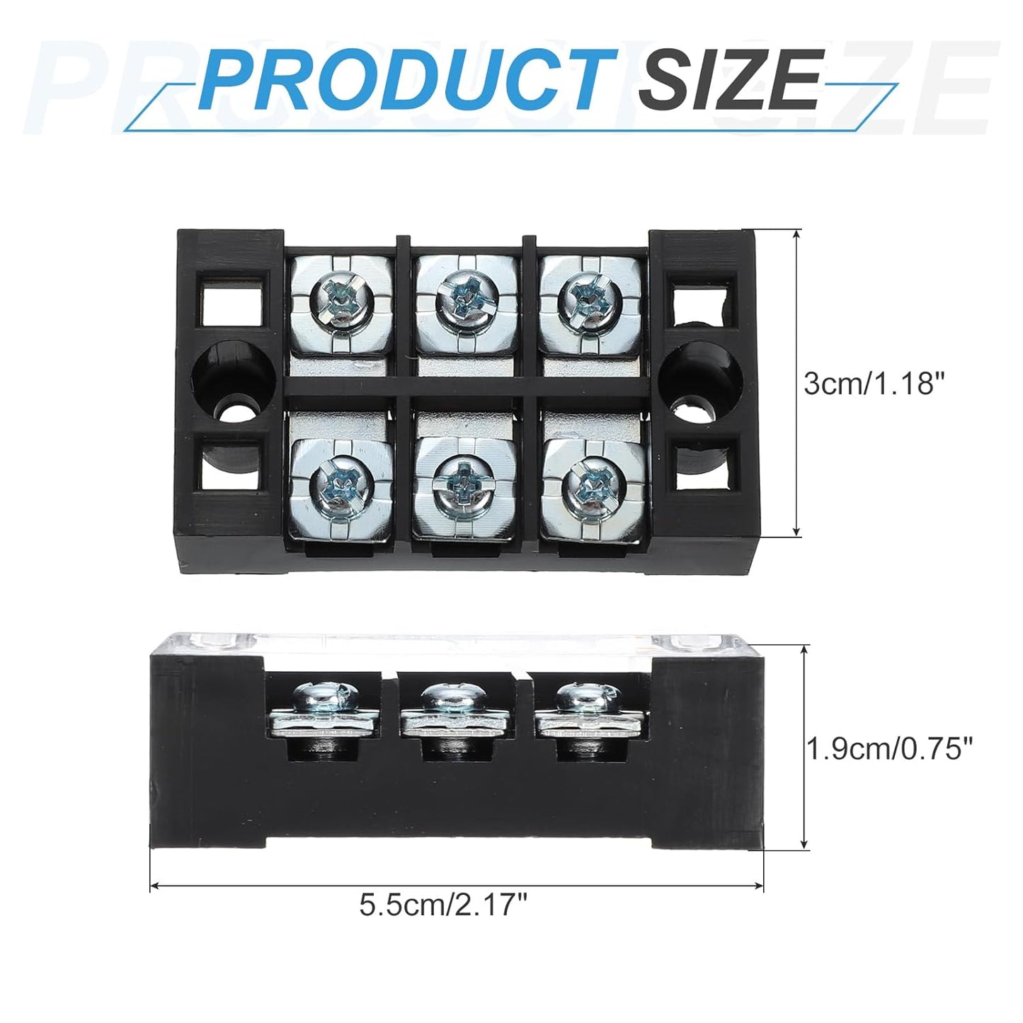 uxcell 10 Pcs Barrier Terminal Strip Block 600V 25A Dual Rows 8 Positions Rail Base Screw Connector(The Shell is Made of Flame Retardant and Heat Resistant Material)
