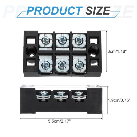 uxcell 10 Pcs Barrier Terminal Strip Block 600V 25A Dual Rows 8 Positions Rail Base Screw Connector(The Shell is Made of Flame Retardant and Heat Resistant Material)