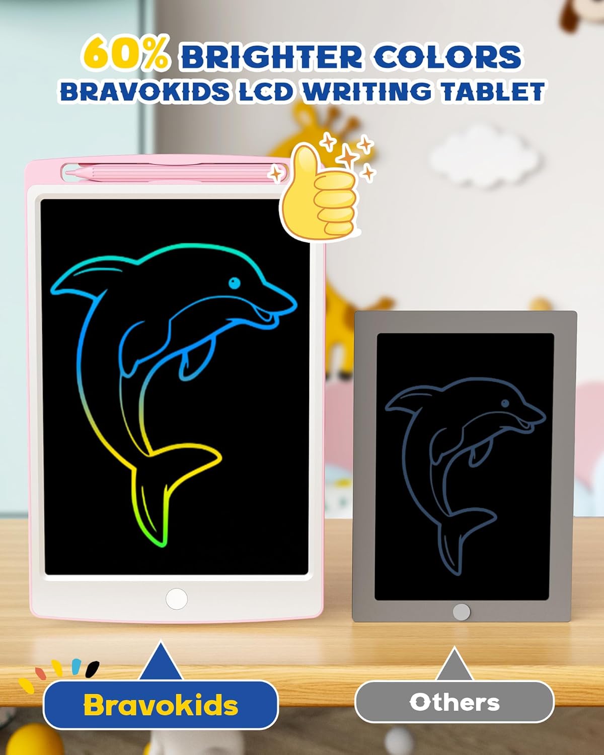 bravokids 2 Pack LCD Writing Tablet for Kids Toys, 10 Inch Colorful Erasable Doodle Board Drawing Pad for Kids, Car Trip Educational Toys Christmas Gift for 3 4 5 6 7 Girls Toddlers