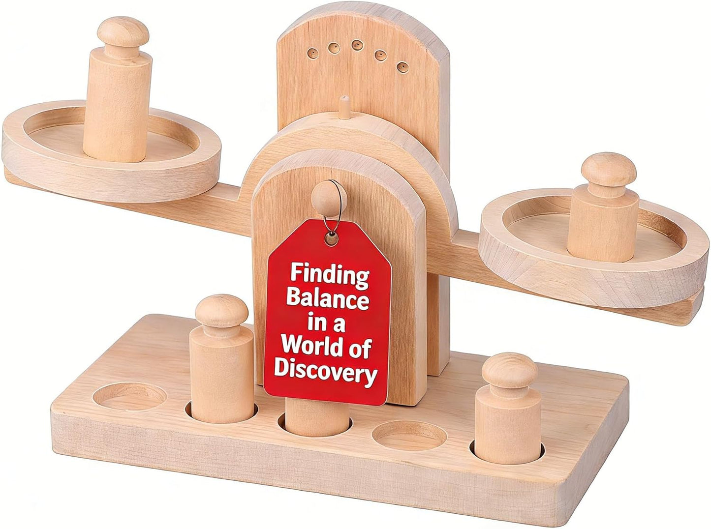 Wooden Balance Scale Toy Set for Kids - Educational Math Balance Beam with Pan Scale - Stem Learning Toy for Preschoolers and Toddlers