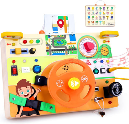 Konijiwa Busy Board - Montessori Toys for 1-3 Years Old Boys & Girls | Sensory Toys for Kids with Autism | Toddlers Learning Activity for Early Development (Busy Board v2)
