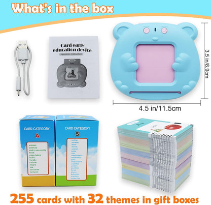 Spanish & English 510 Words Alphabet Bilingual Talking Flash Cards for 3-8 Years Toddlers, Pocket Speech Buddy Therapy Autism Toys, Educational Learning Interactive Toy for Boys Girls Kids Gifts Blue