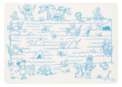 Modern-Twist 100% Plastic Free Silicone Waterproof, Dishwasher Safe Doodle Mat, Single Mat, Alphabet Animals