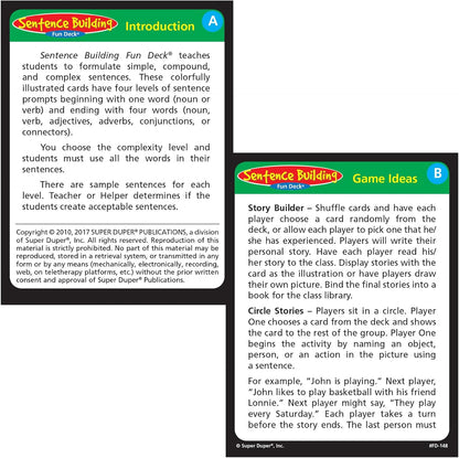 Super Duper Publications | Sentence Building Fun Deck | Speech Therapy Flash Cards for Grammar | Educational Learning Materials for Children