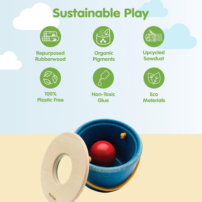 PlanToys® Geo Sorting Bucket | Wooden Shape Matching Toy for Toddlers 12M+ | Montessori Educational Sorting Toy with 3D Blocks | Develops Shape Recognition, Problem-Solving & Fine Motor Skills