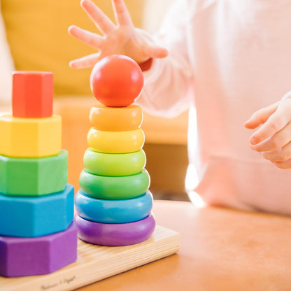 Melissa & Doug Geometric Stacker - Wooden Educational Toy,25 count(pack of 1)