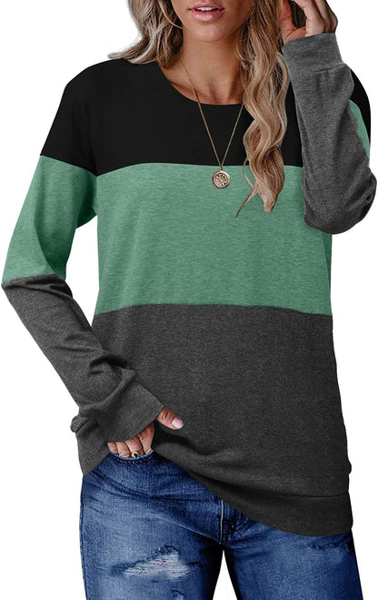 CRAZY GRID Womens Trendy Long Sleeve Shirts Casual Loose Soft Sweatshirt Fall Tops