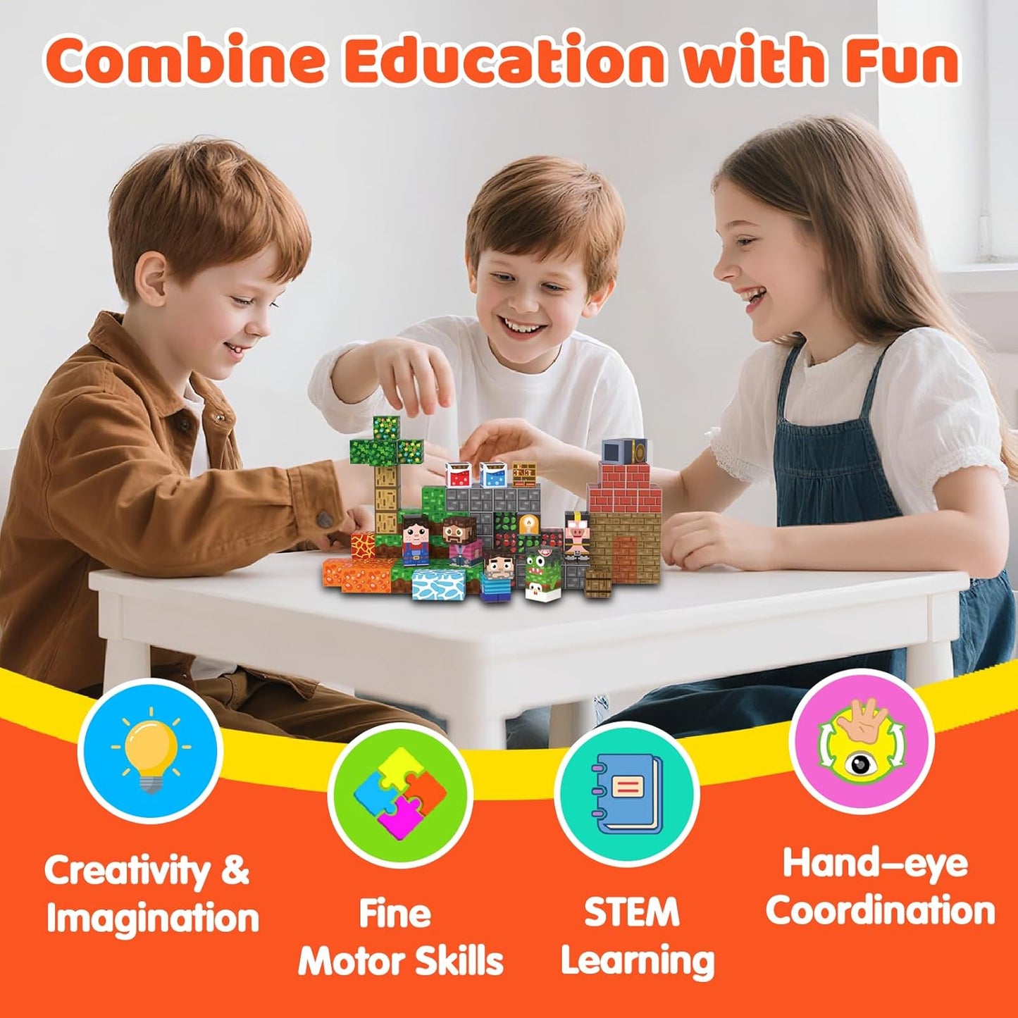 Magnetic Blocks Toys for Kids, 100 PCS Building Blocks Cubes, Stacking Magnetic Tiles Toys for Kids Toddlers Boys Girls Ages 3 4 5 6 7 8-12 Birthday Gifts Party Supplies (Underworld)