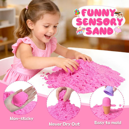 Bloolilies Sensory Bin, 59 Pcs Farm Sensory Sand Box Kits with Sandbox & Farm Animals & Tractor Playset, Play Sand Art Kit Magic Sand Toys for Boys Girls Toddlers Birthday Gift for Kids