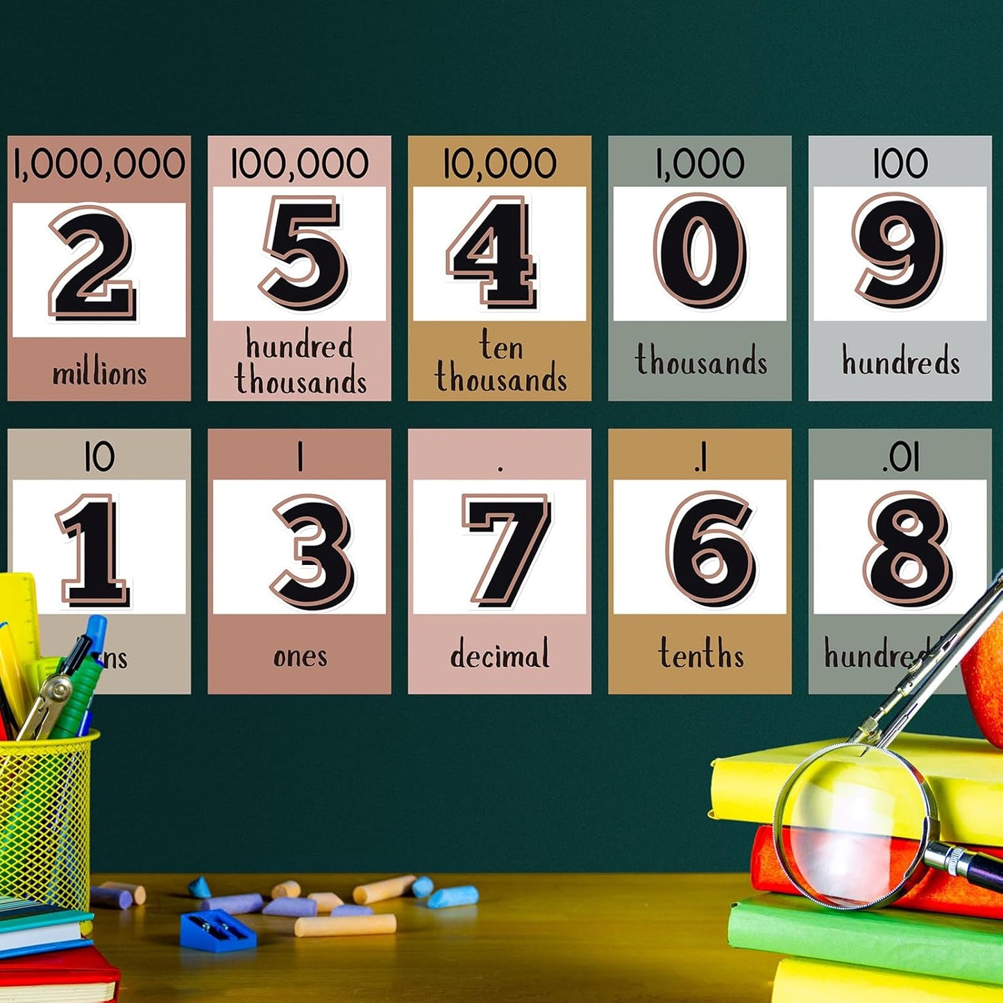 Mooliwe 21 Pcs Place Value Card for Back to School Classroom Supplies Educational Math Cards Poster Flip Chart First Day of Class Wall Decor for Elementary to Middle School Practice Counting Must Have