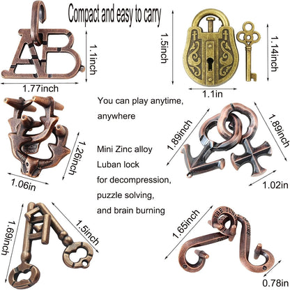 Arlai 12 pcs Wooden Brain Teaser Puzzle and Metal 3D Unlock Interlocking Jigsaw Educational Toy for Kids and Adults Brain Games Durable Easy to Assemble Birthday Gifts Educational Toys