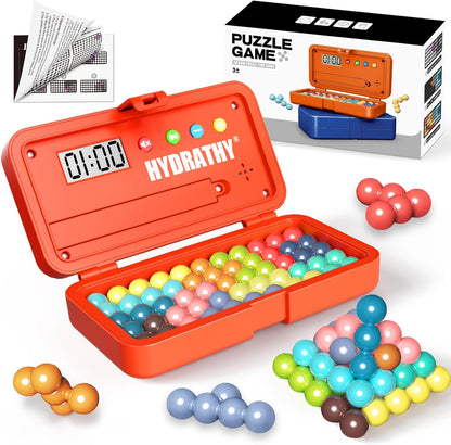 Brain Teaser Puzzles Games for Kids Adults with Timer, 2 Modes Handheld Travel Games, Single Player Mind Challenge Toys, STEM Montessori Educational Gifts for Kids 3+, Teens & Adults (Red)
