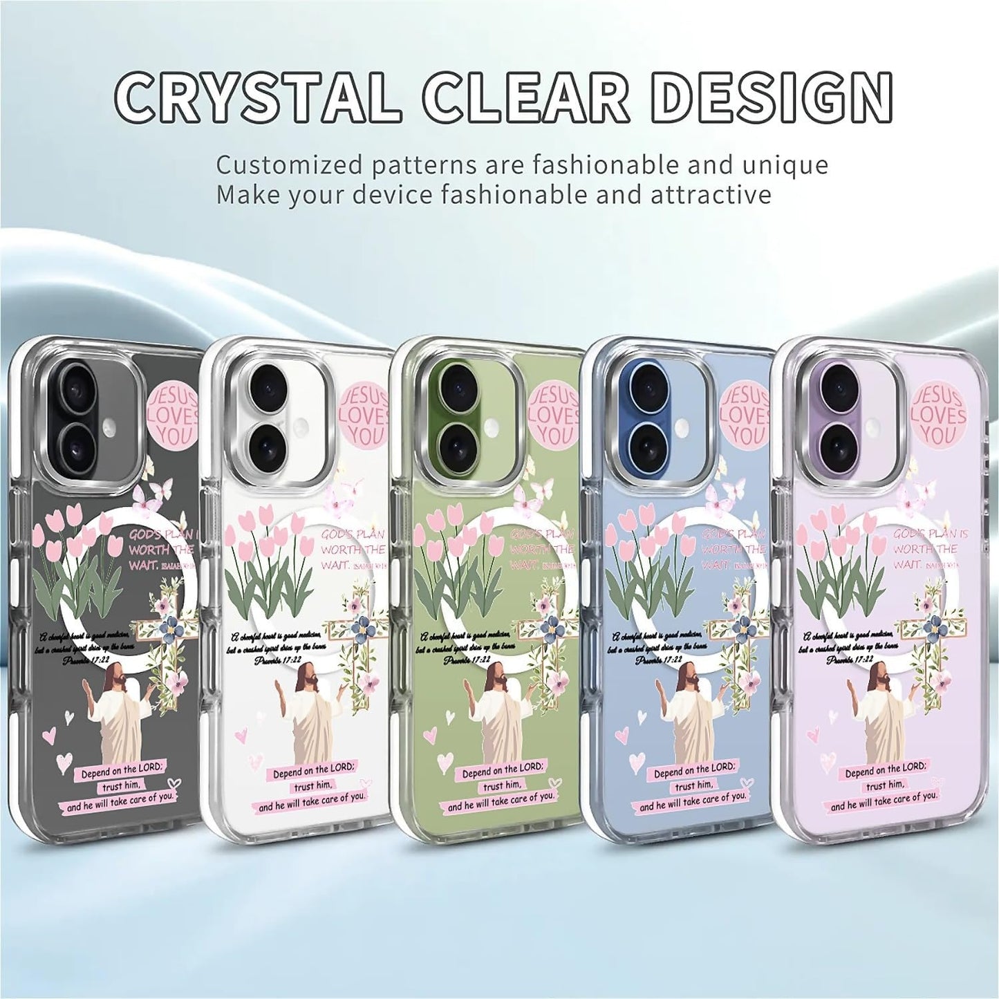 for iPhone 17 Pro Max Case [Compatible with Magsafe],Girls Women Clear Magnetic Case Silicone Shockproof Protective Cover with Pattern Colorful Motivational Letters