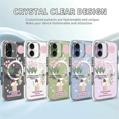 for iPhone 17 Pro Max Case [Compatible with Magsafe],Girls Women Clear Magnetic Case Silicone Shockproof Protective Cover with Pattern Colorful Motivational Letters