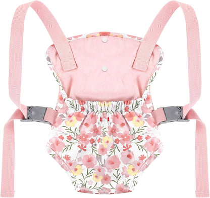 GAGAKU Baby Doll Carrier for Little Girls, Reborn Doll Accessories for Toddlers 3+ Years Old, Kids Toy Baby Dolls Sling Carrier - Pink - Moonflower