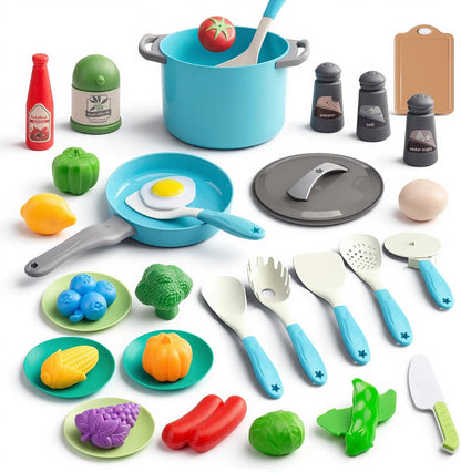 150Pcs Kitchen Playset, Toddlers Pretend Cooking Cookware Accessories, Food, Picnic Blanket, Fruits, Veges, 2Pack Shopping Storage Basket, Dessert and Prop Money, Gift for Kids (Pink)