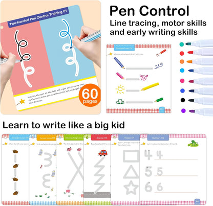ElitePanda Preschool Learning Activities – 30 Dry Erase Cards (60 Pages), Handwriting Practice & Fine Motor Skills, Letter and Number Tracing for Kids, Learning Toys for Ages 3–5