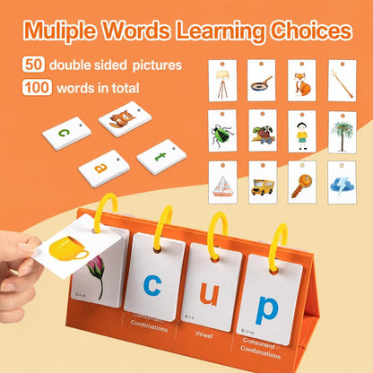Alened Phonics Flash Cards for Kids 3-8, Sight Words Flash Cards for Kindergarten 1st 2nd 3rd Grade, CVC CVCC CCVC Word Builder, Homeschool & Classroom Phonics Learning Supplies