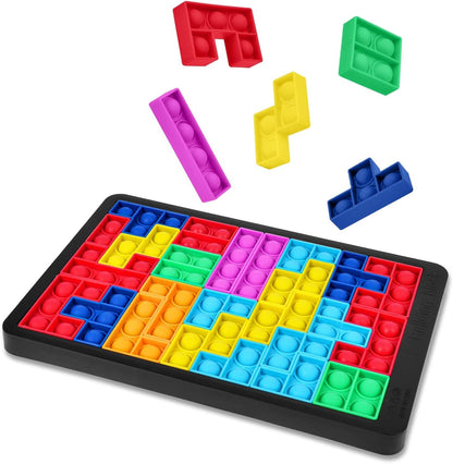 Ainiv Pop Puzzle Popper Fidget Game, Push Pop Brain Teasers Toy, Silicone Jigsaw Building Blocks Game Board, Educational Learning Puzzle and Intelligence Toys for Anxiety & Stress Relief