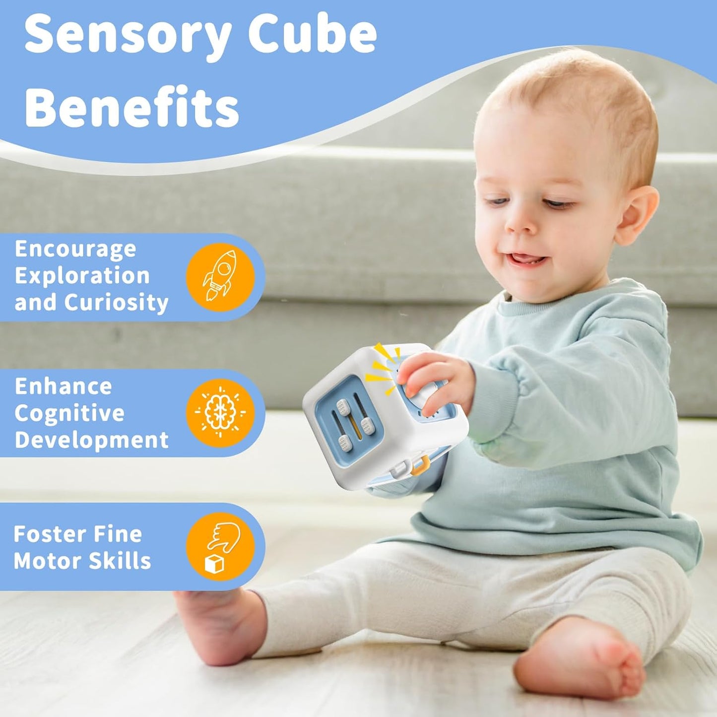 SOCBTNSO Busy Cube Toy for 1 Year Old Boy, Montessori Toys for 1+ Year Old, Travel Sensory Toys for Toddlers 1-3, Learning Fine Motor Skills| 1st Birthday Gifts 6 9 12 Months Baby
