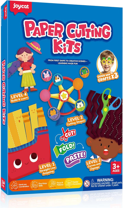 Toddler Scissor Skills Activity Book, 4 Progressive Levels to Learn Cutting for Kids Ages 3-6, 31 Fun Crafts with Child-Safe Scissors, Develop Fine Motor Skills, Ideal Christmas Gift & Arts and Crafts