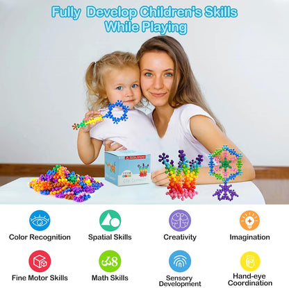 Clip Connect 120 Piece Building Blocks | Diameter 1.26", STEM Building Toys Set Kindergarten Math Manipulatives for Kids Boys Girls, Educational Preschool Toys Activities Homeschool Supplies