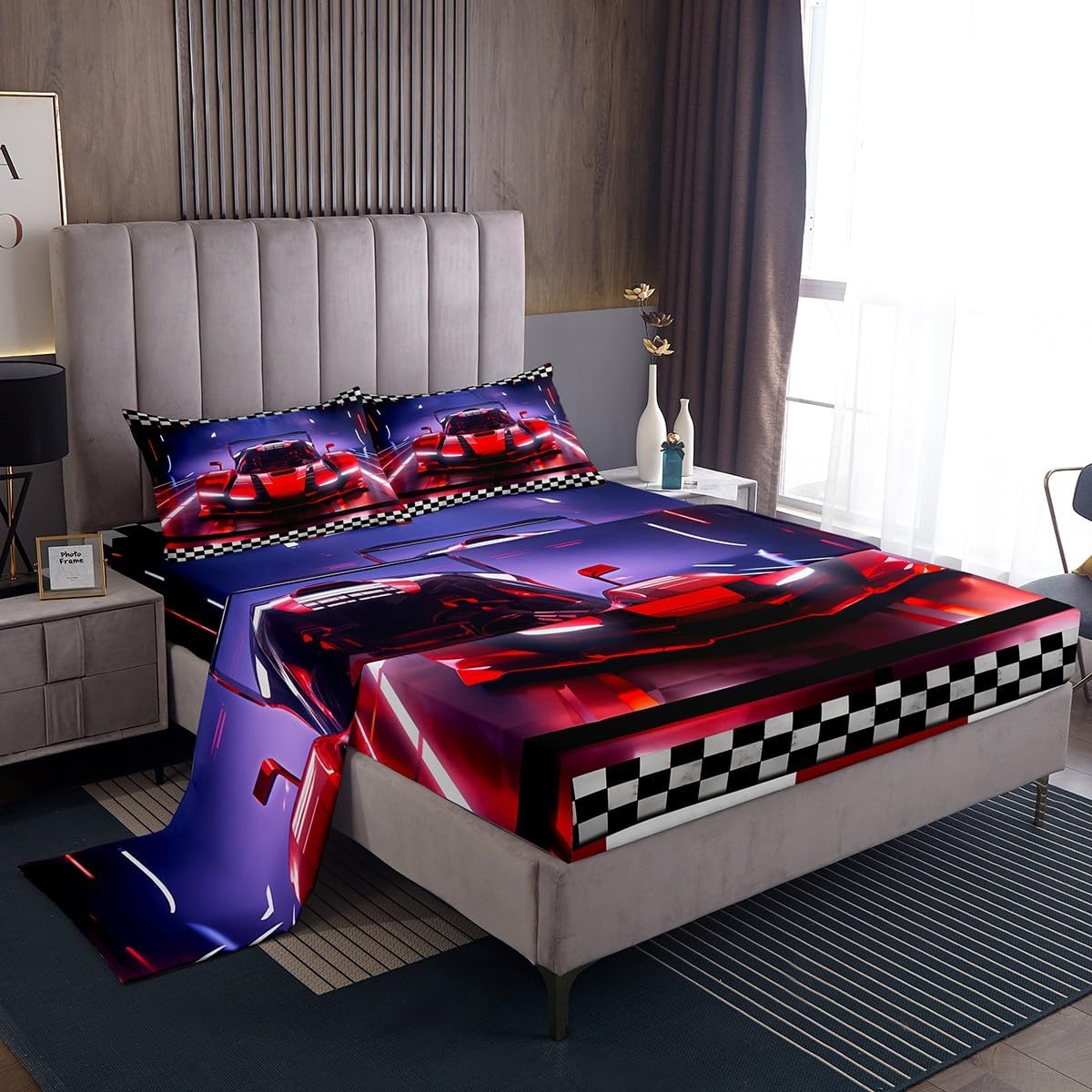 Feelyou Drum Kit Bedding Set Musical Instruments Sheets for Kids Boys Girls Classical Rock Music Bed Sheets Vinyl Record Sheets Set Bedroom Collection 4Pcs Full Size