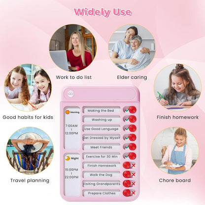 Magnetic Chore Chart for Kids, ADHD Tools for Kids to Do List Checklist Task Board Routine Chart Visual Schedule for Fridge with 10 Sliders and Magnetic Marker - White