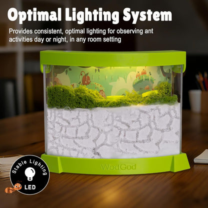 Illuminated Ant Farm Habitat with Magnifier - Educational Ecosystem for Ant Colony Observation, Home & Classroom Science Study (Live Ants Not Included)