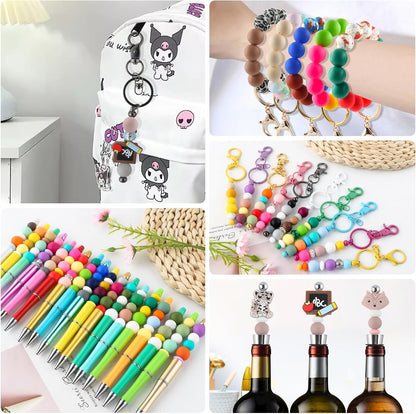 65Pcs 19mm Silicone Beads for Keychain Making Bracelet Necklace, Bulk Round Silicone Beads for Pens（Christmas Green） - Colors B