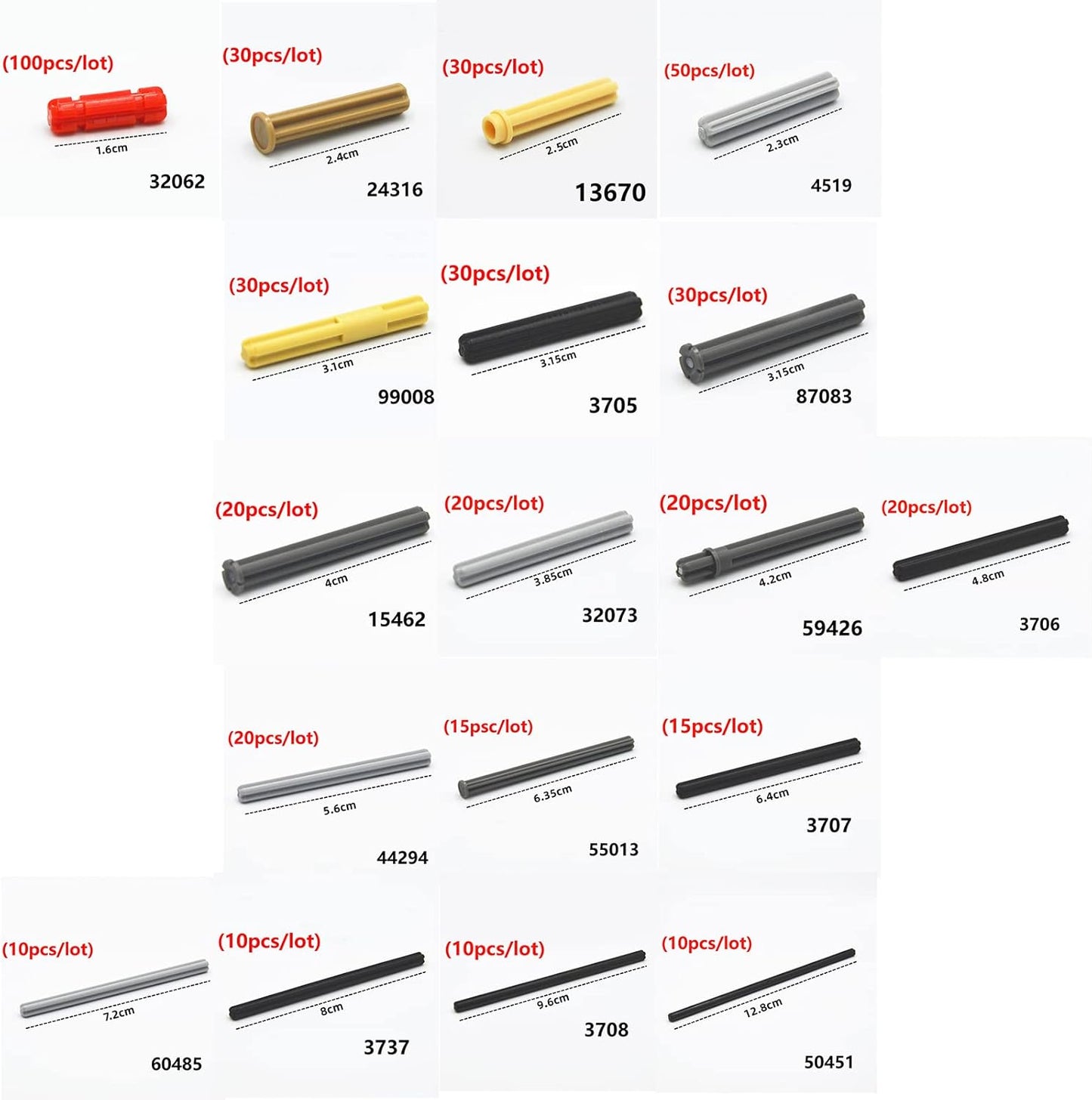 1533 PCS Technical Parts Building Block Accessories Vehicles Gears Cross Axles Wheels Connector Pieces Set Chain Link Pin Joint Shock Absorber MOC Toys