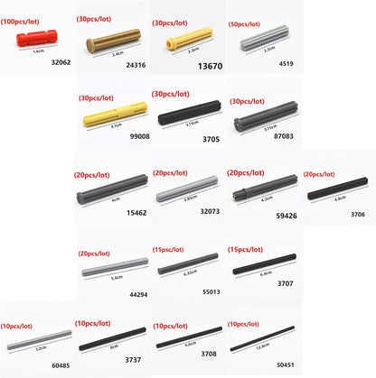 1533 PCS Technical Parts Building Block Accessories Vehicles Gears Cross Axles Wheels Connector Pieces Set Chain Link Pin Joint Shock Absorber MOC Toys