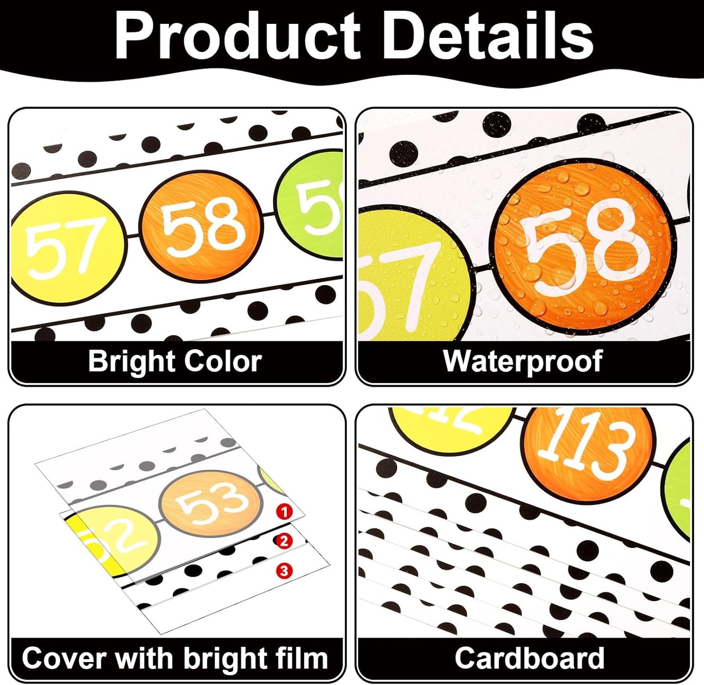 Number Line for Classroom Wall (-20 to +120) Boho Heart Shape Number Bulletin Board for Students Math Learning Boho Bulletin Border Decor Numbers Boarder Strips for Home School