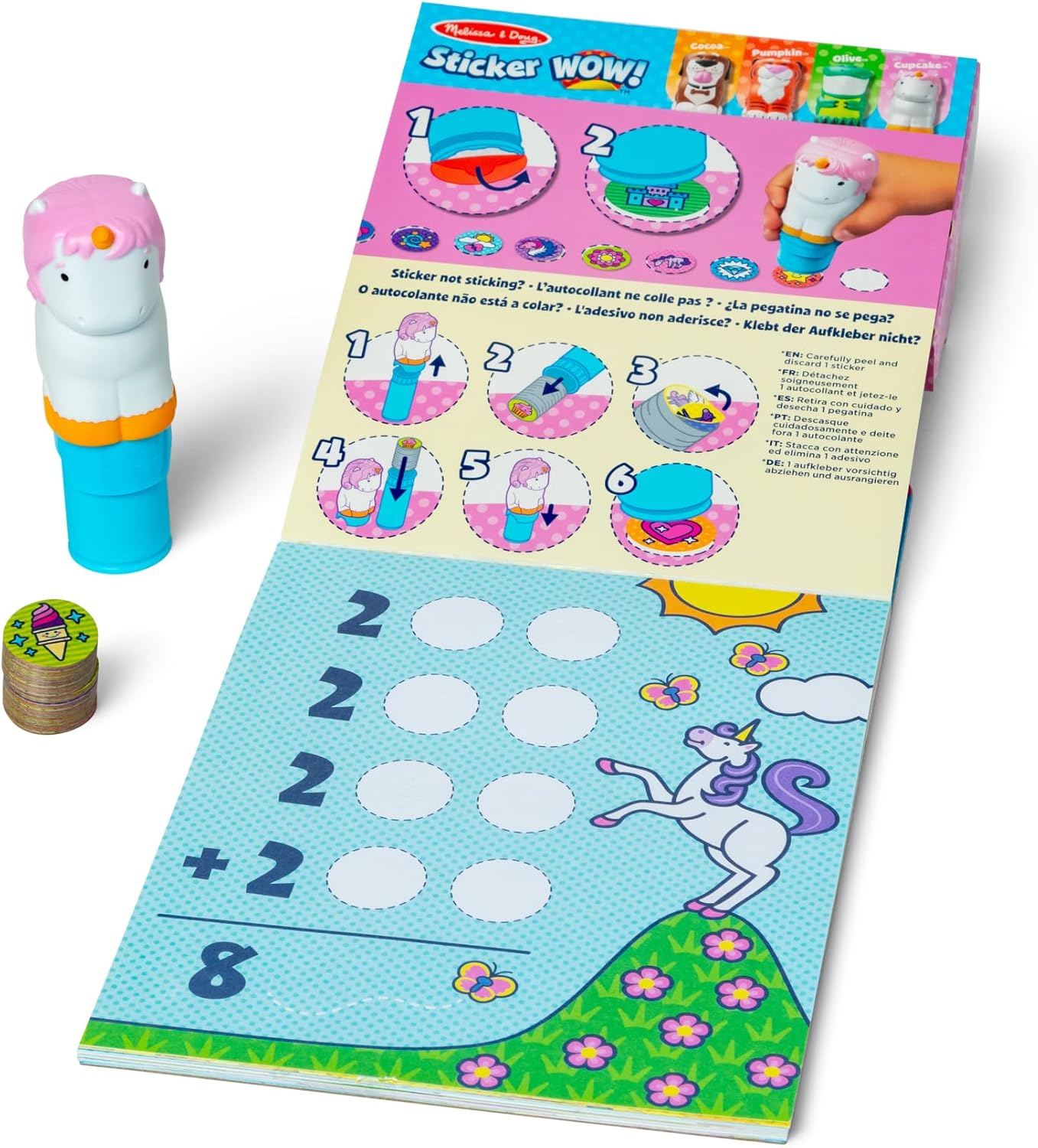 Melissa & Doug Sticker Wow!™ 24-Page Activity Pad and Sticker Stamper, 300 Stickers, Arts and Crafts Fidget Toy Collectible Character – Sea Turtle - for Kids Ages 3+ - FSC Certified