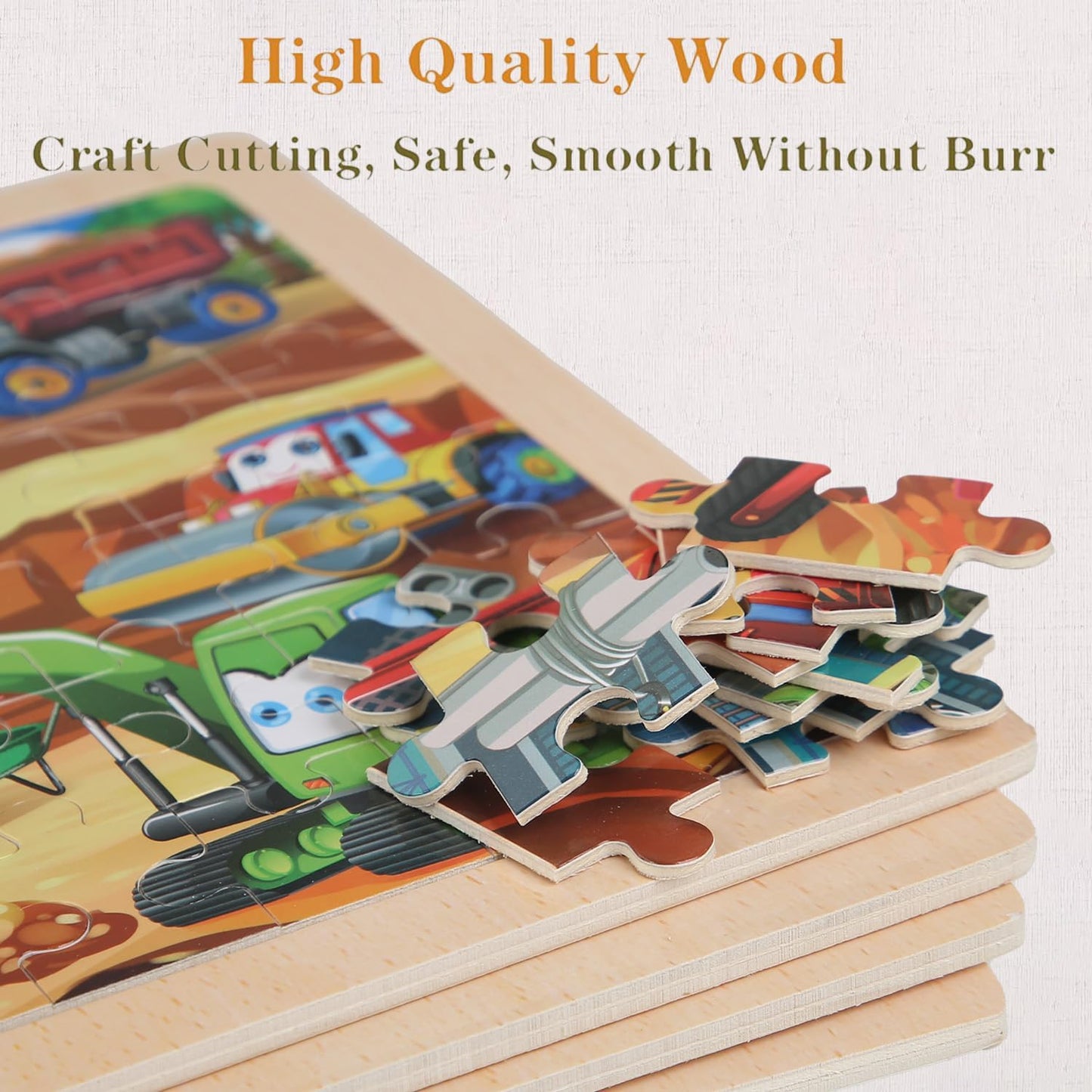 4 Sets of Wooden Puzzles, Each Set has 24 Pieces, Including Castle Unicorn Princess, for Toddlers 3-5, Puzzles for Kids Ages 4-6, Preschool Educational Brain Teaser Toys for Girls 3 4 5 6 Years Old.
