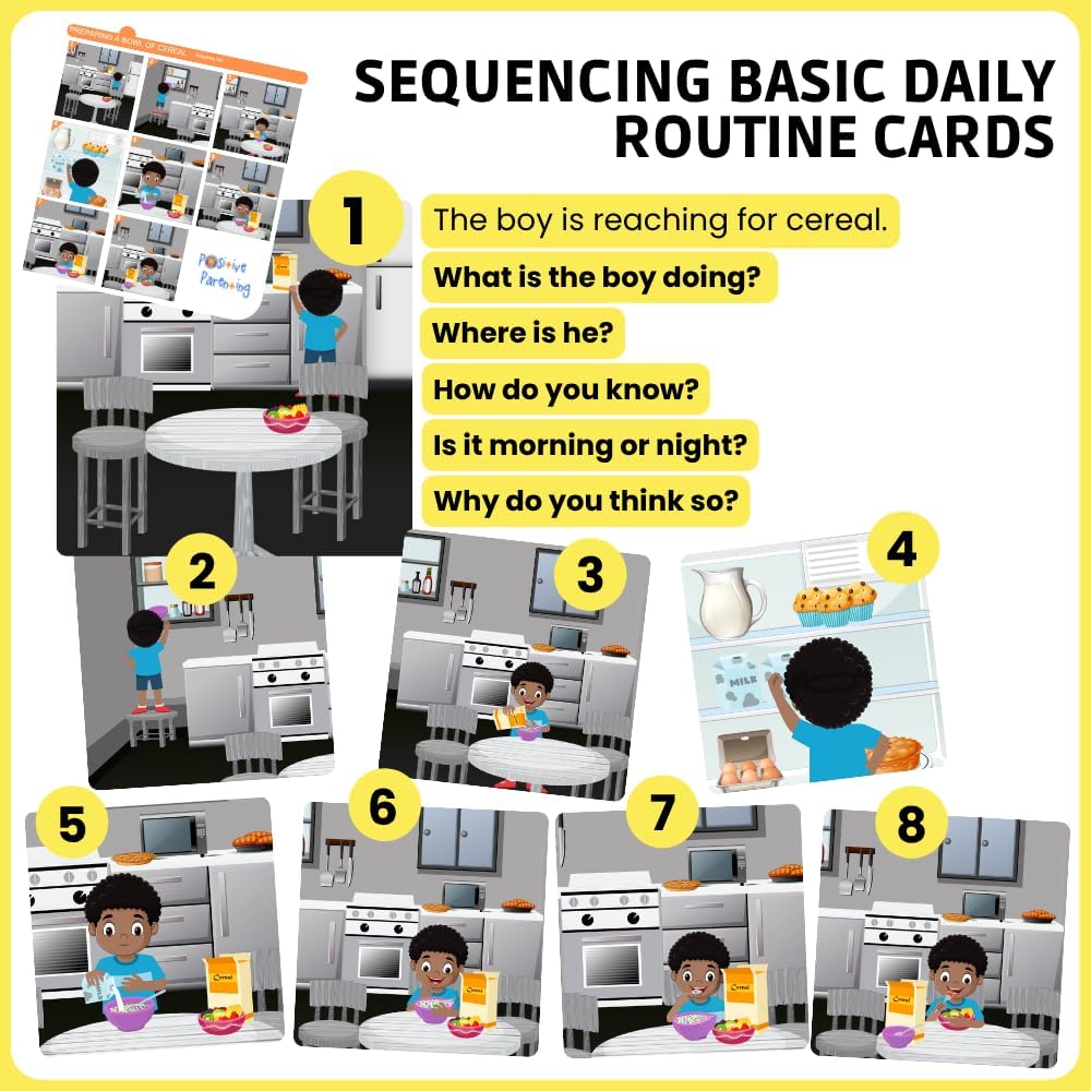 Sequencing Daily Routine Conversation Cards | Learning Material for Social Skills & Emotional Intelligence| Speech Therapy Resources | Articulation, ESL & Storytelling Cards | Sequencing Card Game