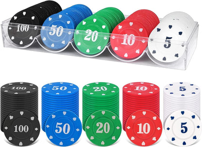 100 Plastic Poker Chips with no denominations, DIY Print with Your Personalized Text, Poker Card Game Chips Bulk, Counting Discs Markers for Math Counting, Game Play, Party
