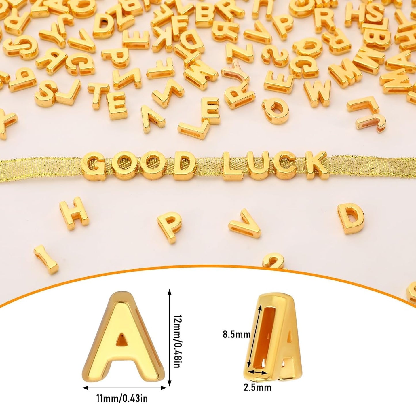 Augshy 400Pcs Large Letter Beads, Macaroon Hollow Letter Beads Plastic A-Z Mixed Alphabet Shape Bead for Jewelry Making Bracelets Necklaces Key Chains Shoelaces Crafts Party Decor(9 x 12 mm)