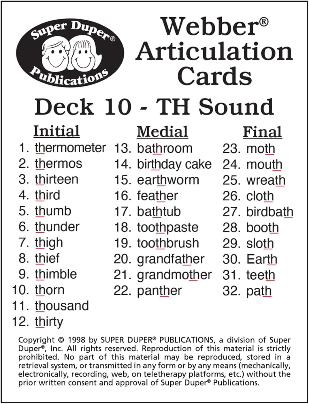 Super Duper Publications | Articulation TH Sound Fun Deck | Vocabulary and Language Development Flash Cards | Educational Learning Materials for Children
