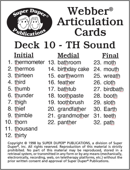 Super Duper Publications | Articulation TH Sound Fun Deck | Vocabulary and Language Development Flash Cards | Educational Learning Materials for Children