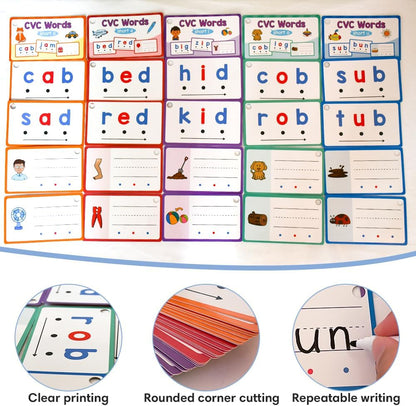 Lachilly Montessori CVC Words Writing Cards, Phonics Games Flash Card, Beginning Phonics Word Builders, Sorting Spelling Word Learning Aids, Speech Therapy Toys for Kids, 60 Cards