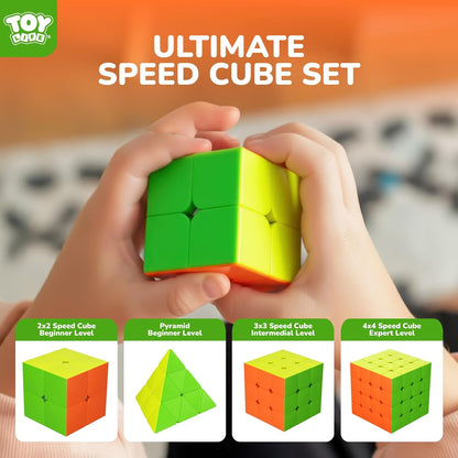 STEAM Life Speed Cube Set, Speed Cube Set of 2x2 3x3 4x4 Megaminx and Pyramid Cube Smoothly Stickerless Magic Cubes Collection for Kids & Adults