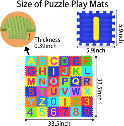 Febyyer 36 Pieces Children's Foam Puzzle Mat with Letters of the Alphabet and Numbers, 5.9inch x 5.9inch EVA Foam Play Mat, Educational Play Rug (Random Color)