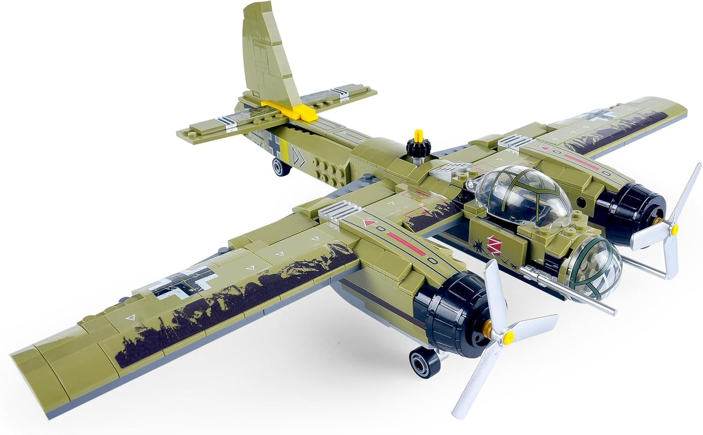 General Jim's WWII Iron Empire JU-88 Bomber Plane Building Blocks Set, 559 Pieces German Twin-Engine Aircraft Model w/Display Stand, Detailed WWII Airplane Compatible w/Major Brick Brands | GJ-WW2GB